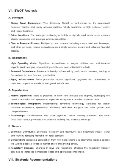 Free Hotel Financial Report Template to Edit Online
