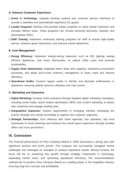 Free Hotel Financial Report Template to Edit Online