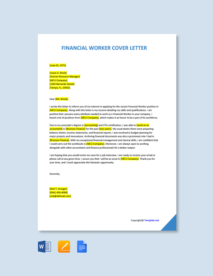 Financial Worker Cover Letter