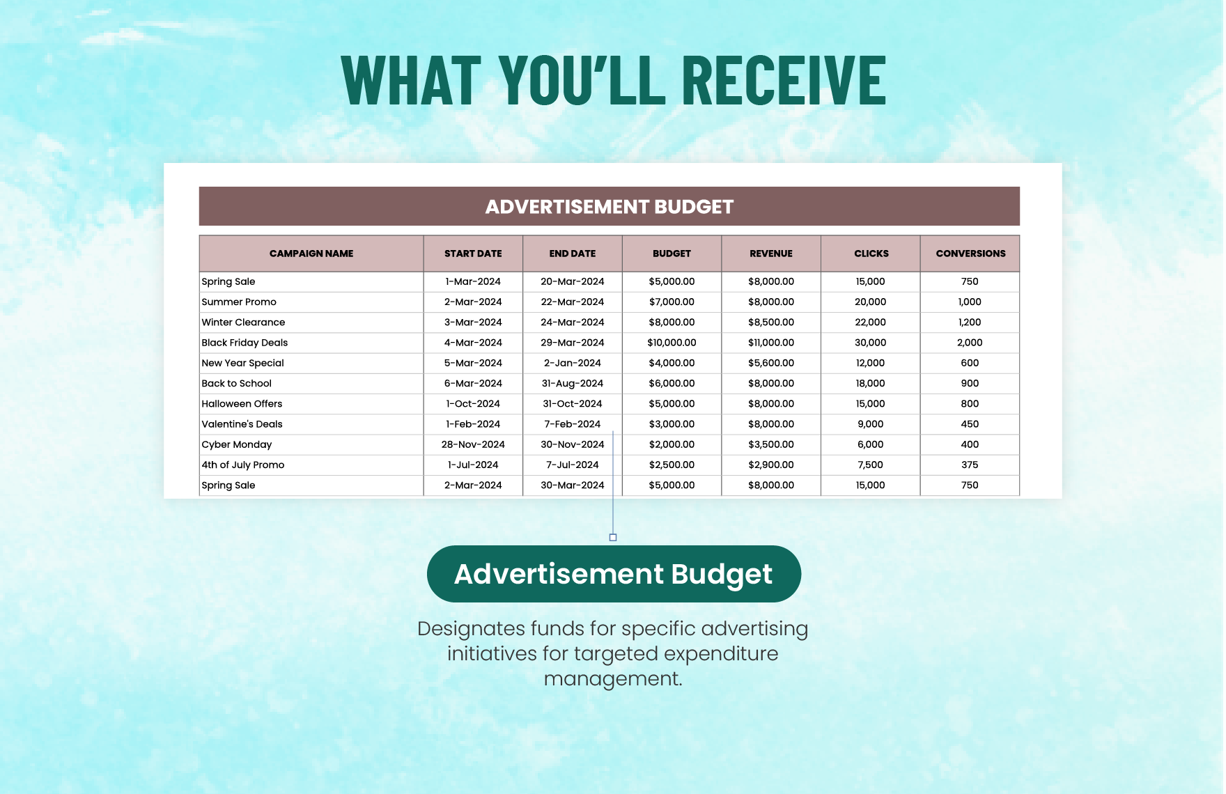 Advertising Monthly Ad Spend Tracker Template