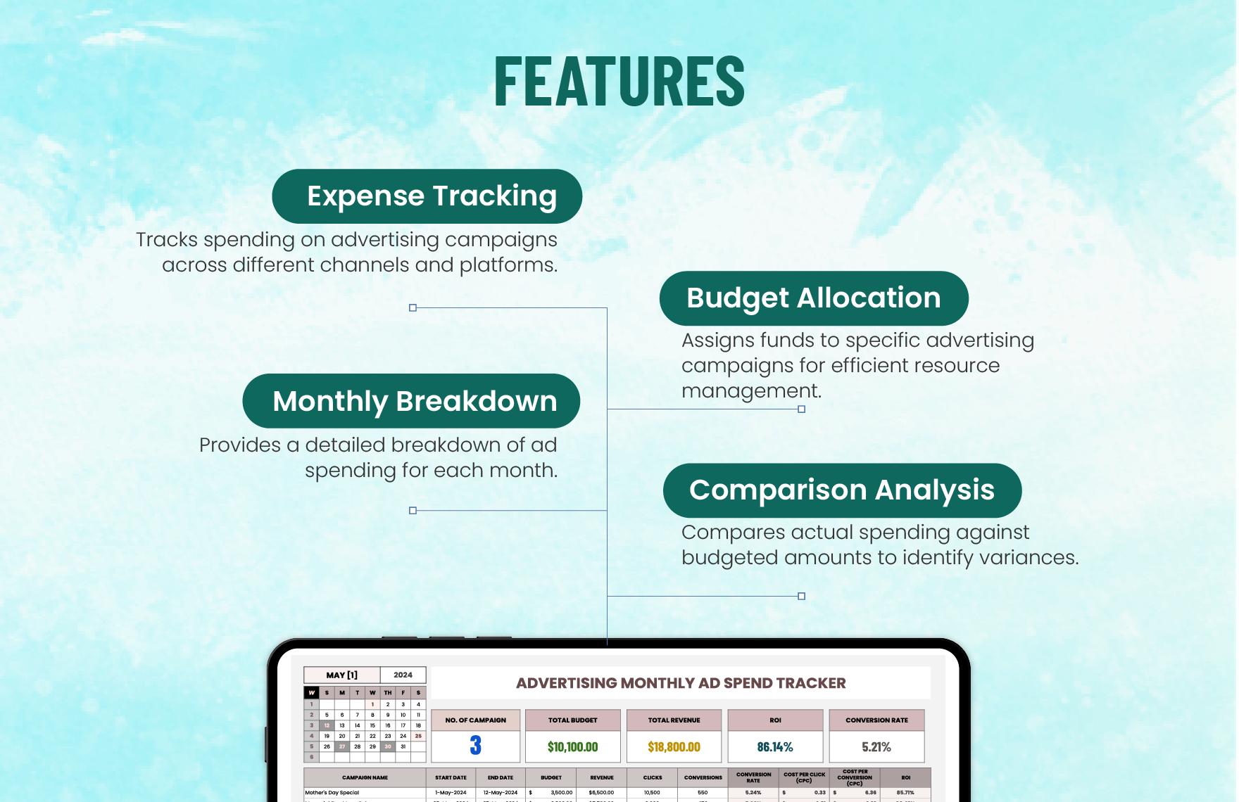 Advertising Monthly Ad Spend Tracker Template
