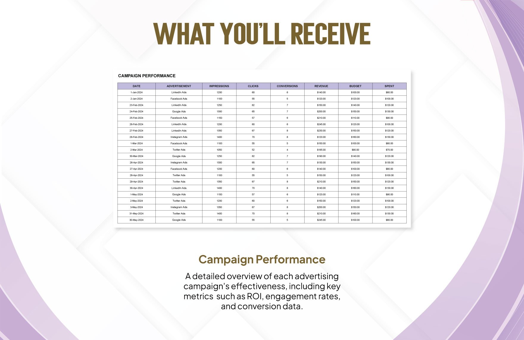 Advertising Campaign Finance Dashboard Template