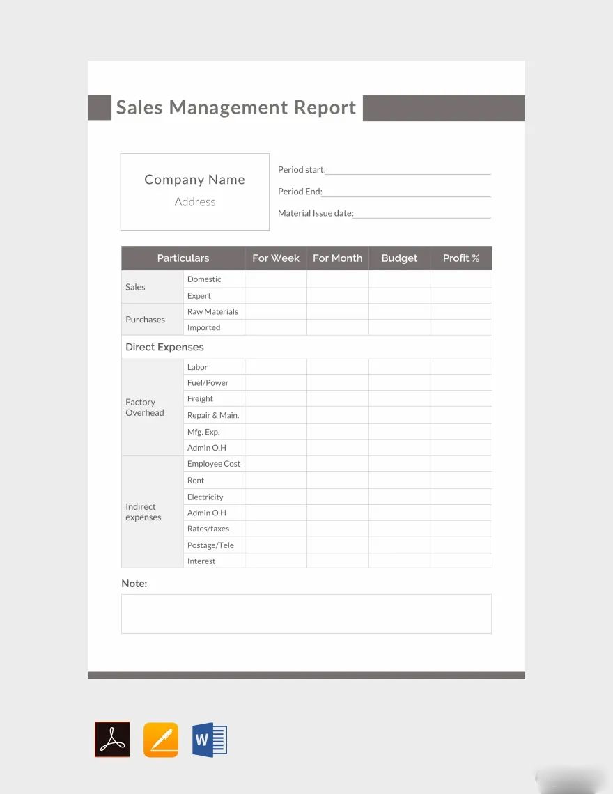 Sales Management Report Template in Word, Google Docs, Apple Pages