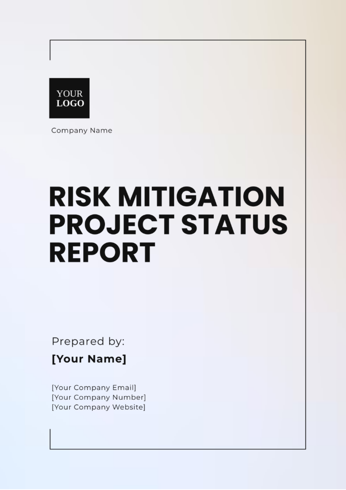 Risk Mitigation Project Status Report Template