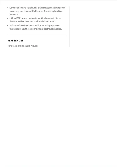 Free Surveillance Security Guard ATS Resume Template