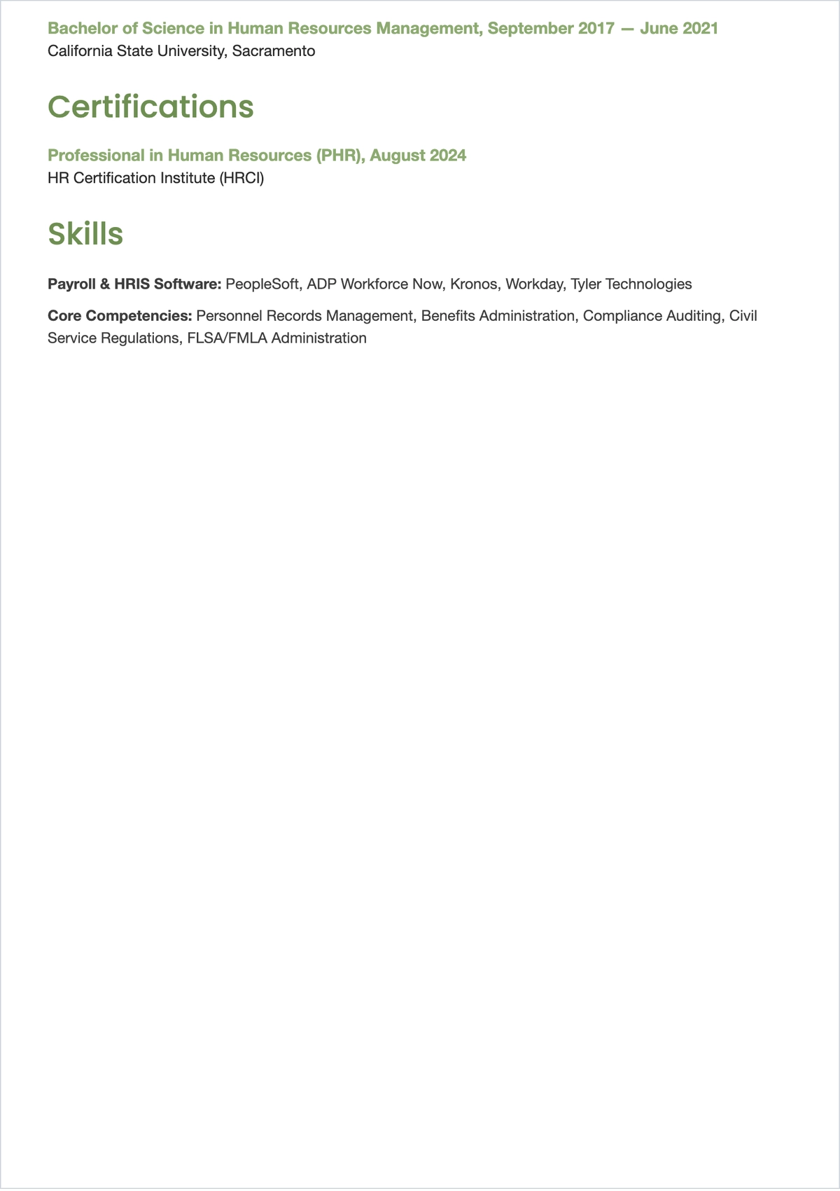 Free HR Technician ATS Resume Template, AI Resume Builder