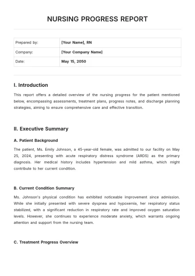 Free Nursing Progress Report Template to Edit Online