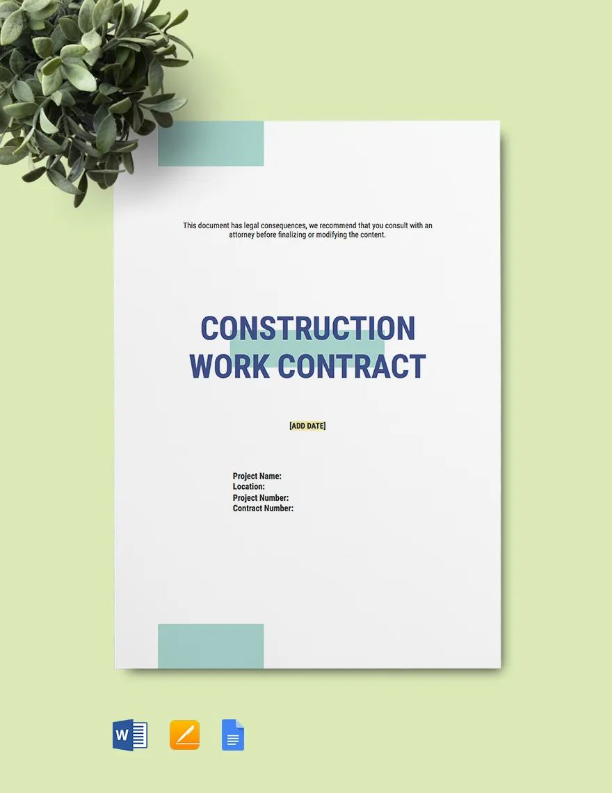Construction Work Contract Template