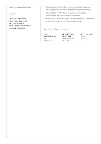 Free Human Resources Coordinator ATS Resume Template
