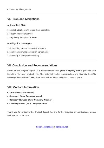 Free Business Idea Project Report Template to Edit Online
