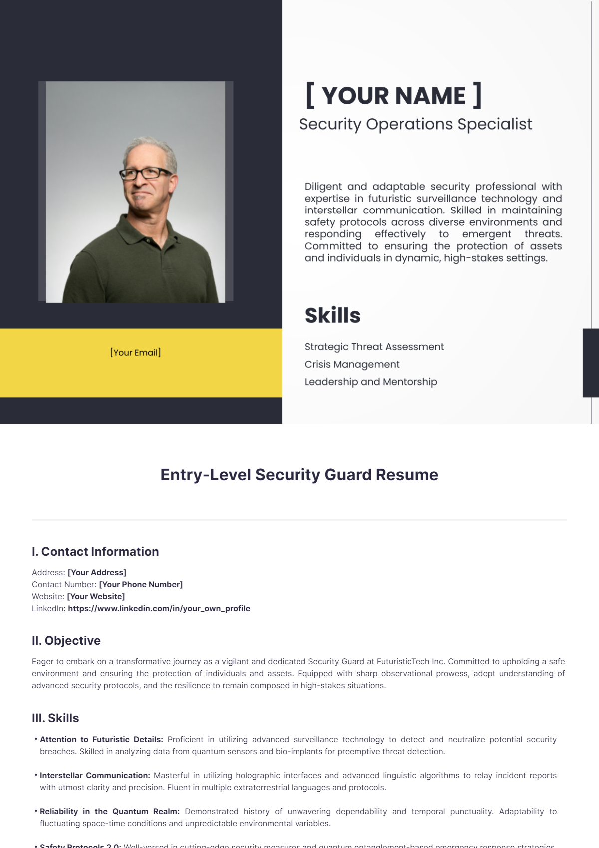 Entry-Level Security Guard Resume - Edit Online & Download