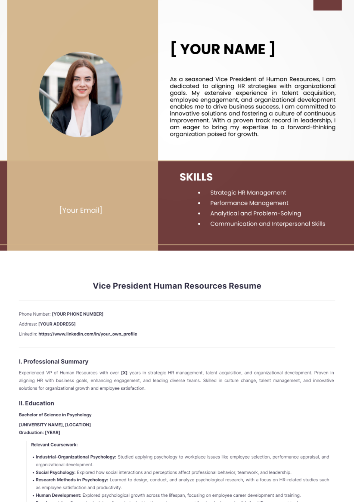 Free Vice President Human Resources Resume Template - Edit Online ...