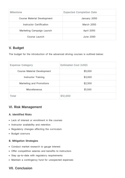 Free Driving School Project Report Template to Edit Online