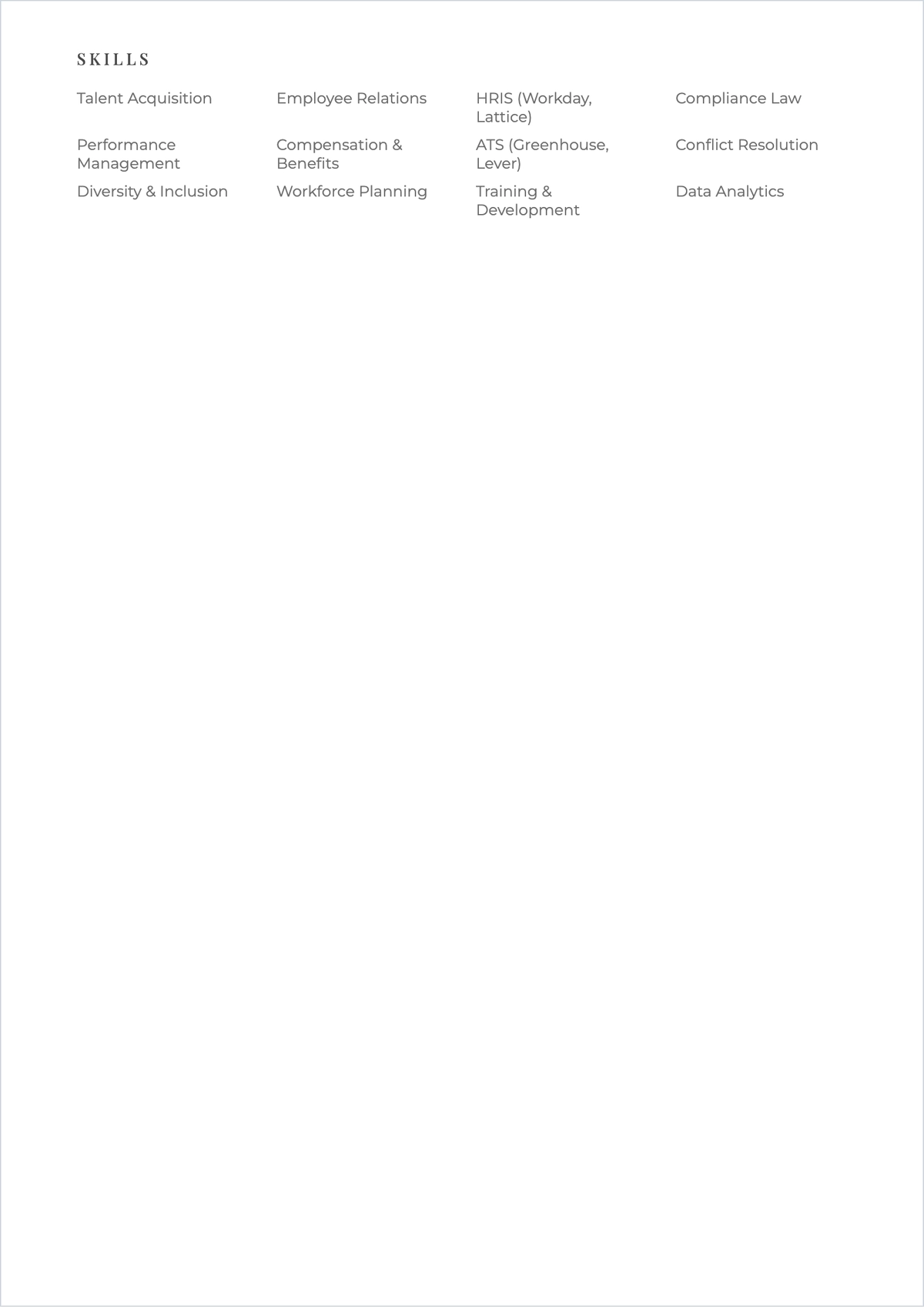 Free Human Resources Officer ATS Resume Template, AI Resume Builder