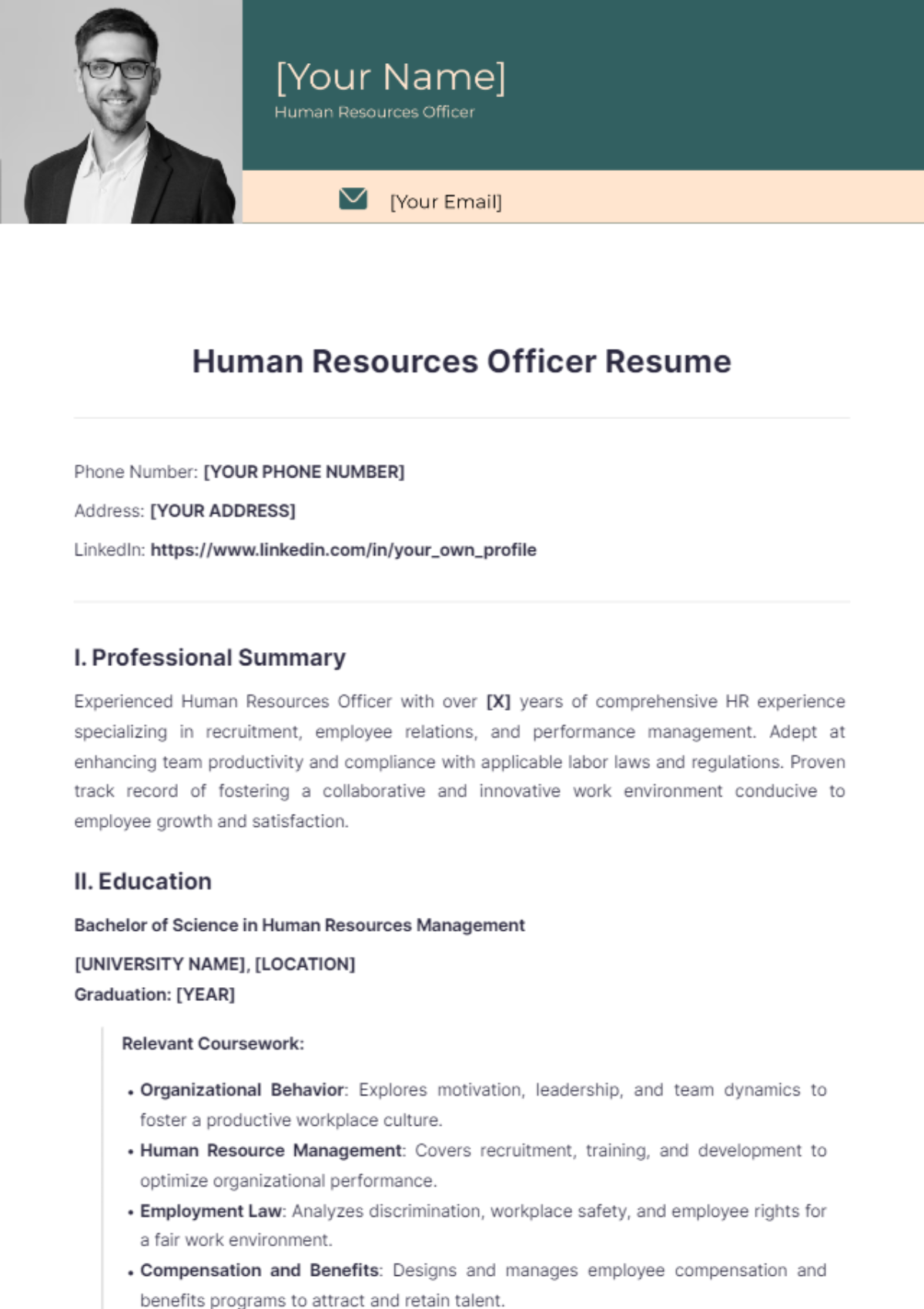 Human Resources Officer Resume - Edit Online & Download