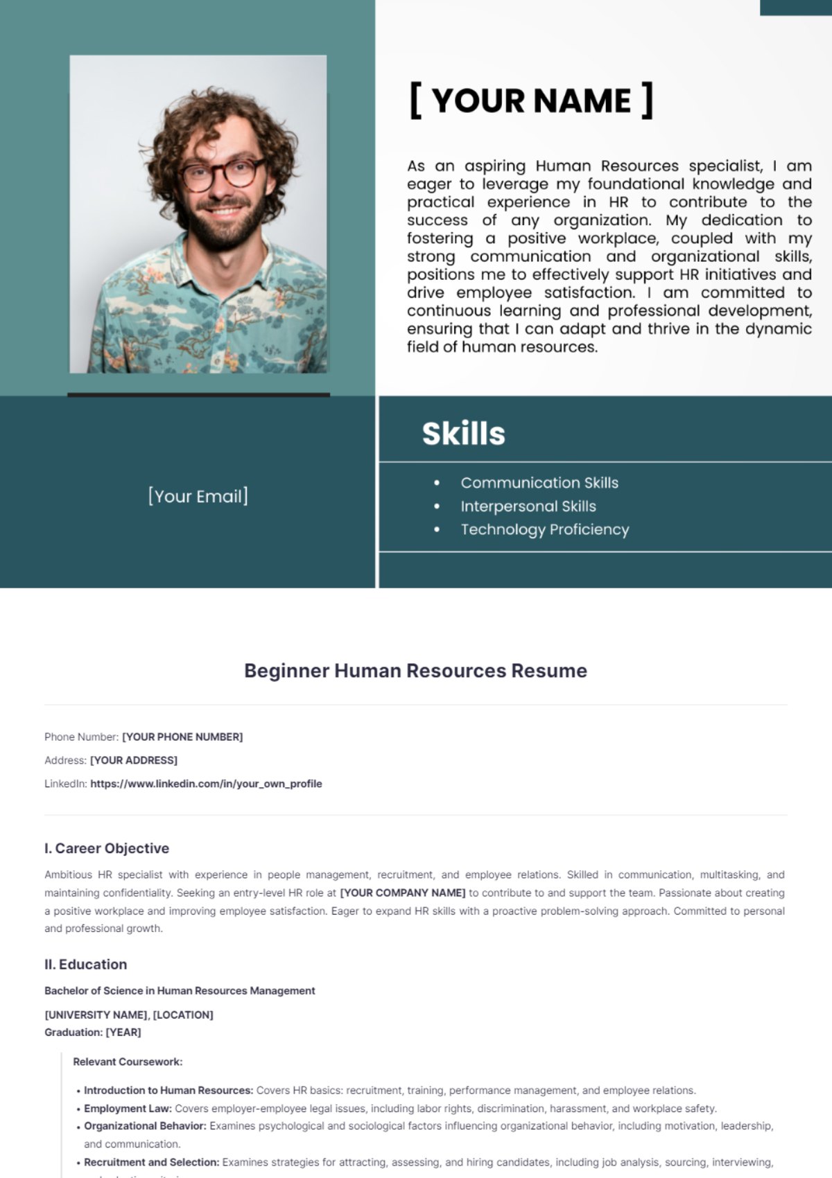 Beginner Human Resources Resume - Edit Online & Download