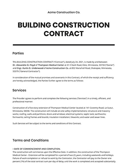 Basic Construction Contract Template