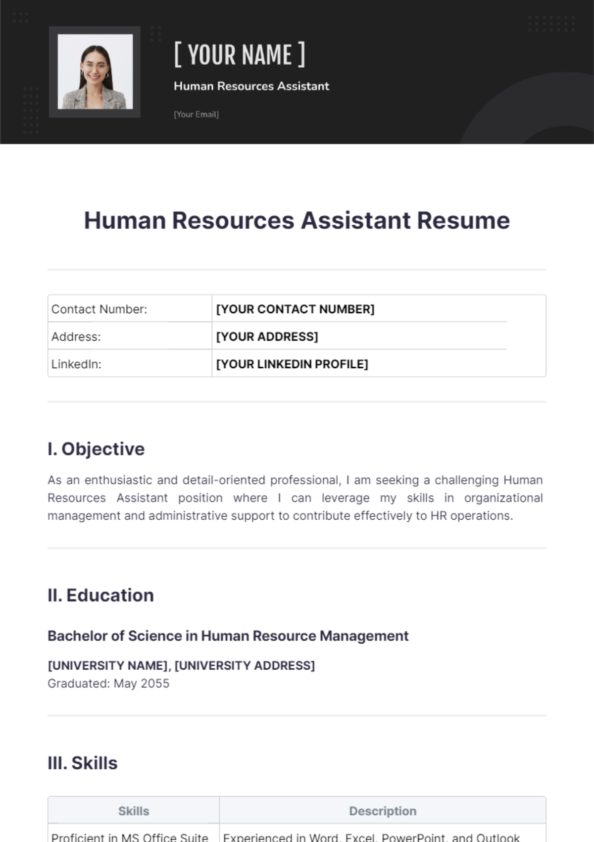 Page 82 Free Templates amp Examples - Human Resources Assistant Resume Edit Online 