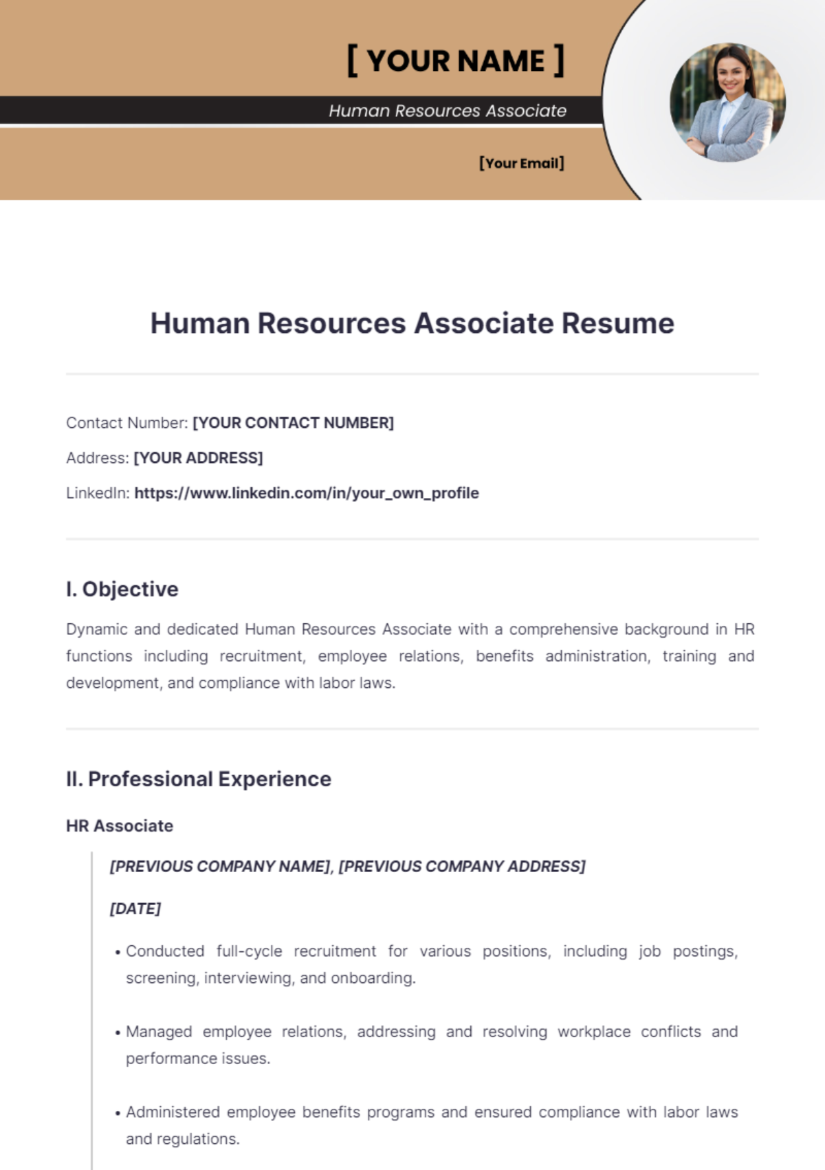 Human Resources Associate Resume - Edit Online & Download