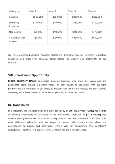 Free Play School Project Report Template to Edit Online