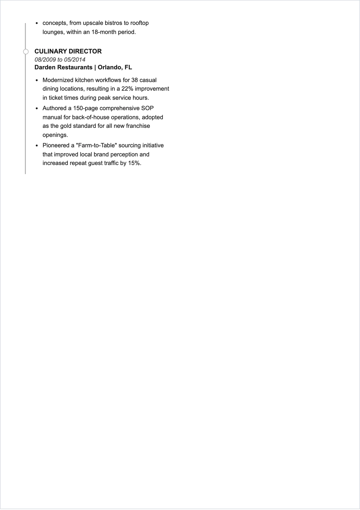 Free Corporate Chef ATS Resume Template, AI Resume Builder