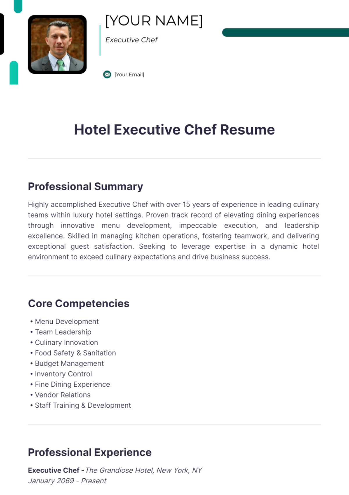 Hotel Executive Chef Resume Edit - Hotel Executive Chef Resume Edit Online 