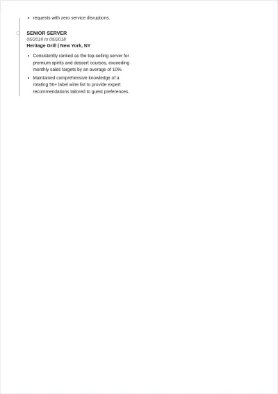 Free Head Waitress ATS Resume Template, AI Resume Builder