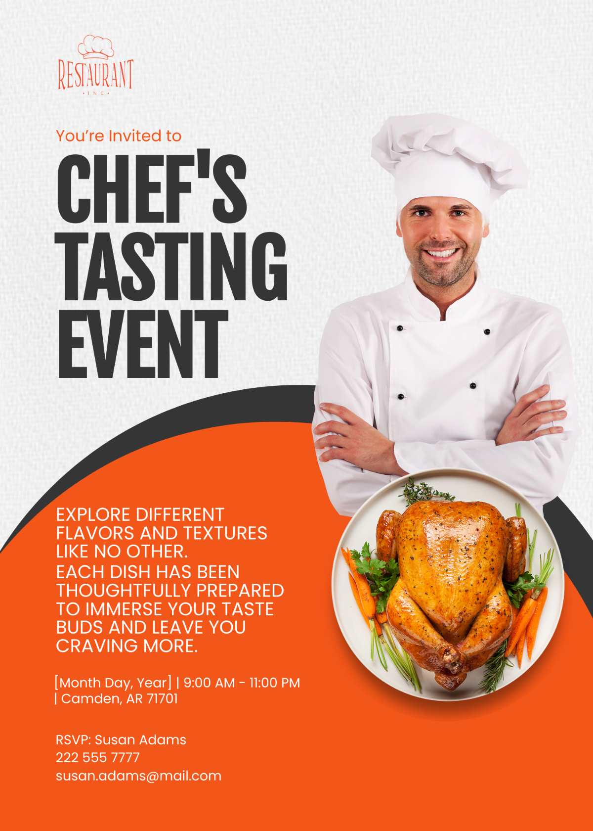 Restaurant Chef's Tasting Invitation Template - Edit Online & Download