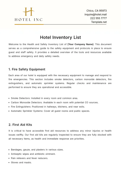 Free Hotel Inventory List Template to Edit Online