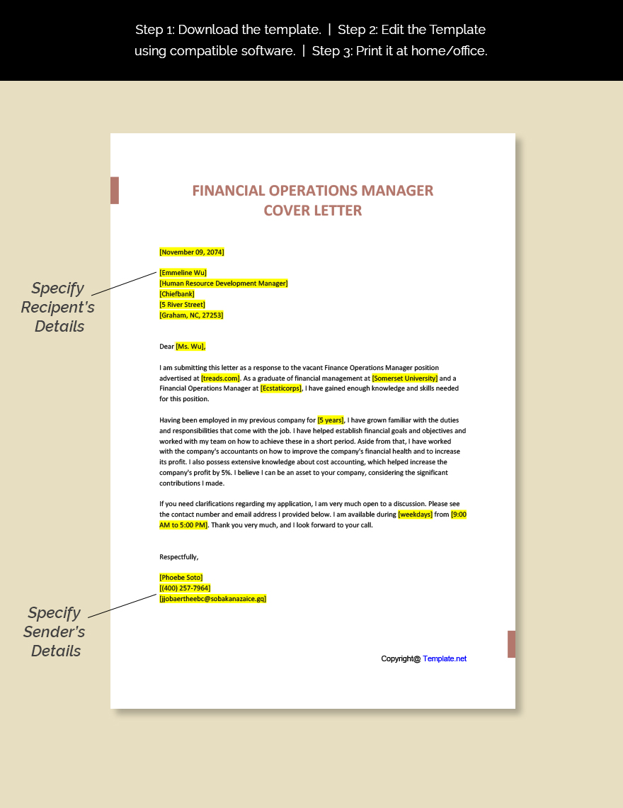 Financial Planning Manager Cover Letter