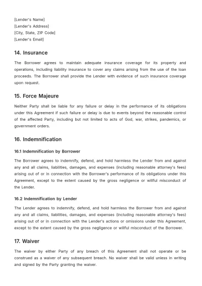 Free Hotel Loan Agreement Template to Edit Online