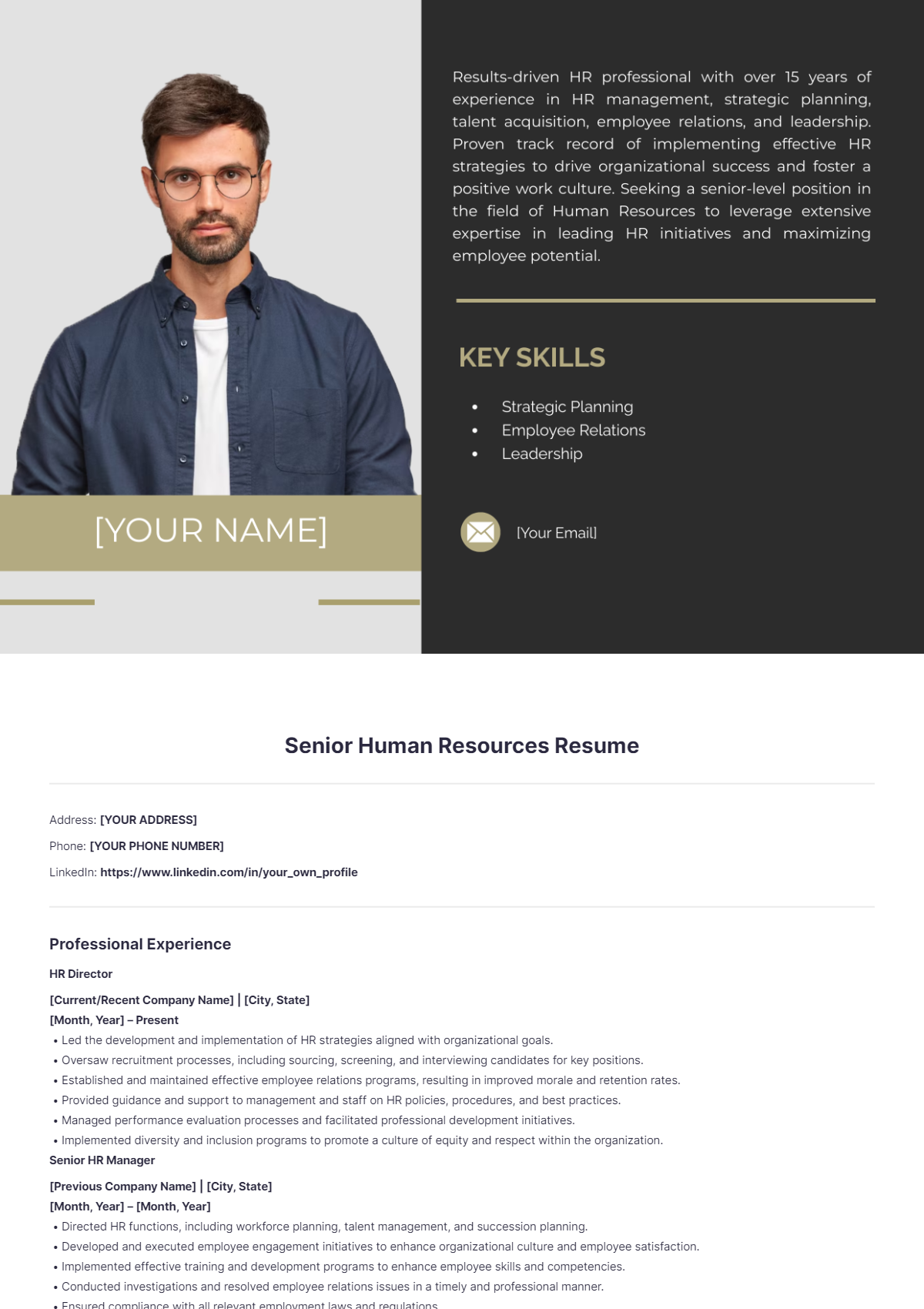 Senior Human Resources Resume - Edit Online & Download