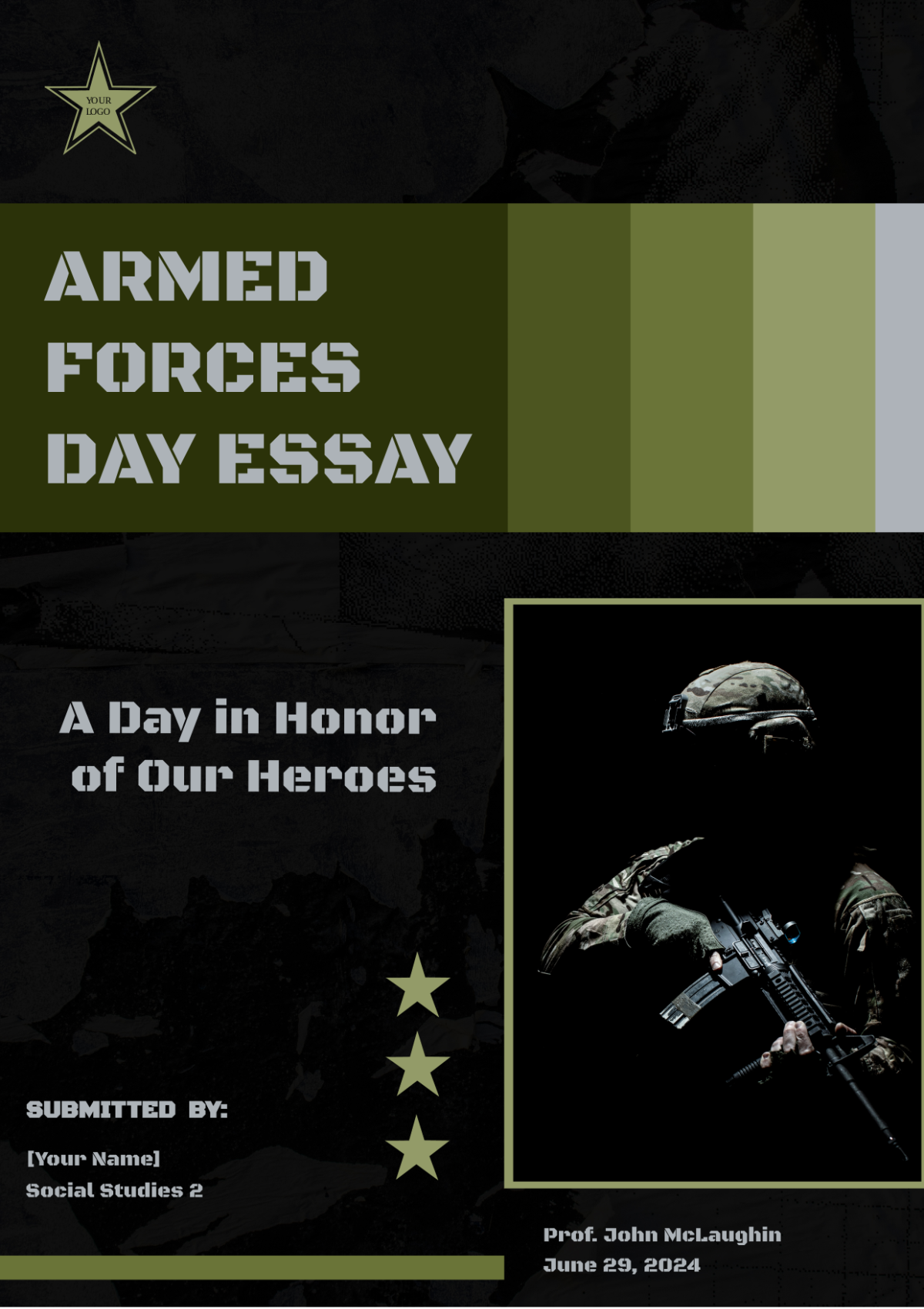 Armed Forces Day Essay Template - Edit Online & Download