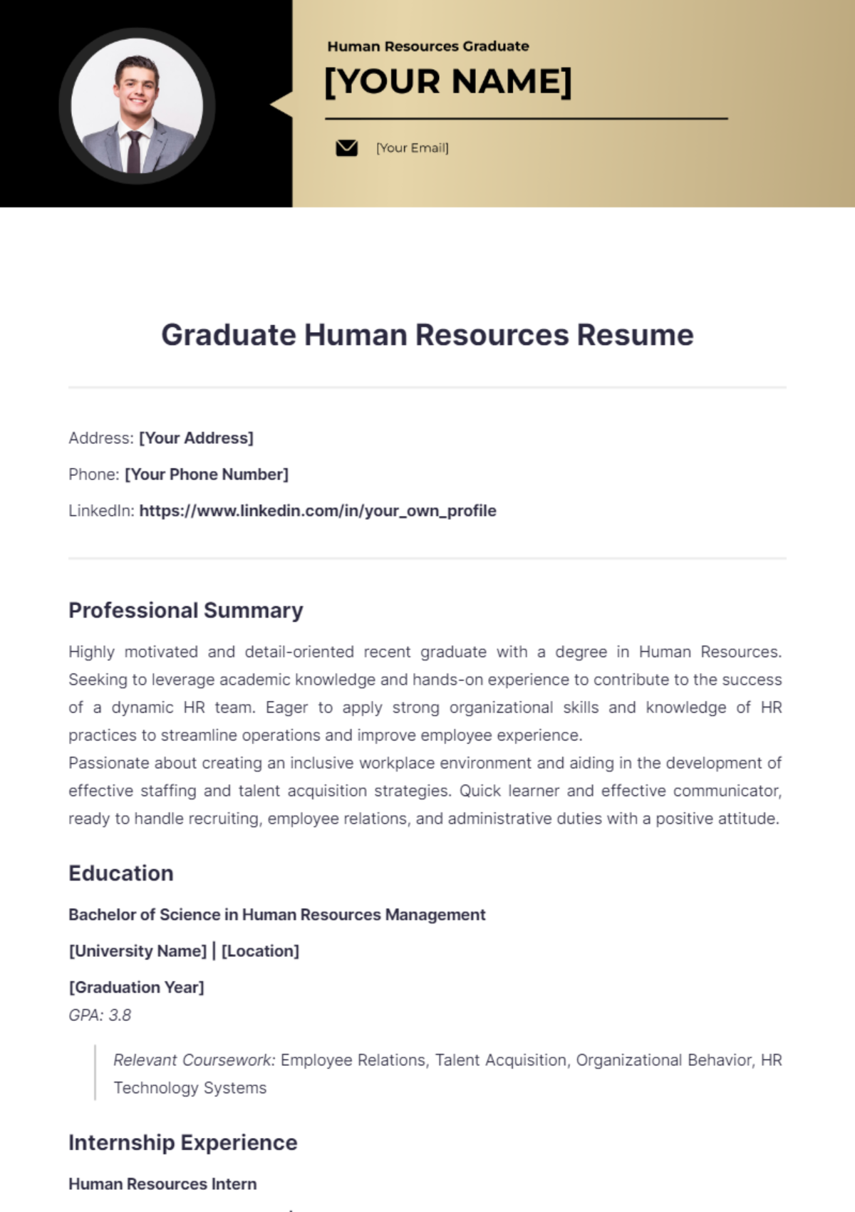 Graduate Human Resources Resume - Edit Online & Download