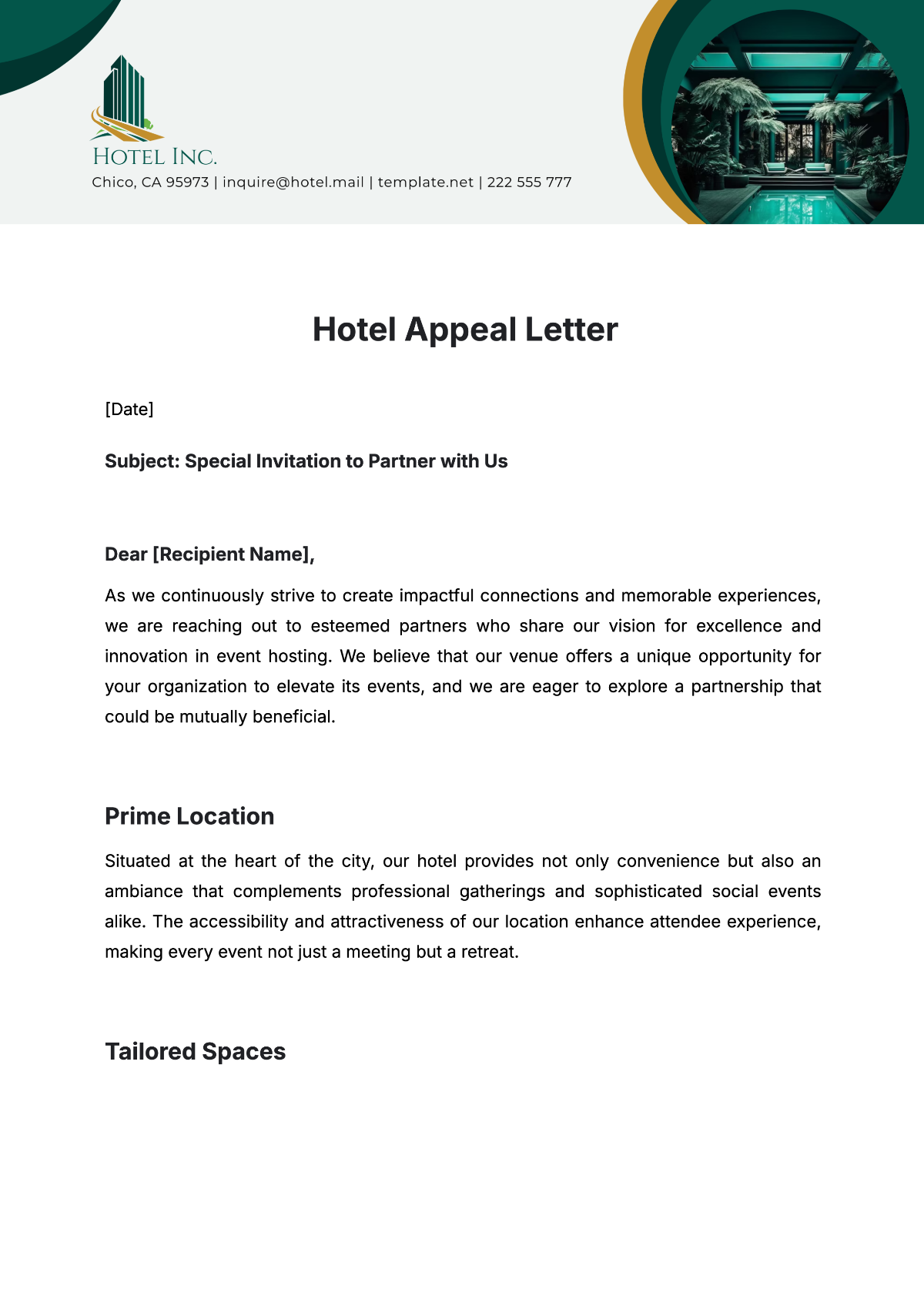 Free Hotel Appeal Letter Template