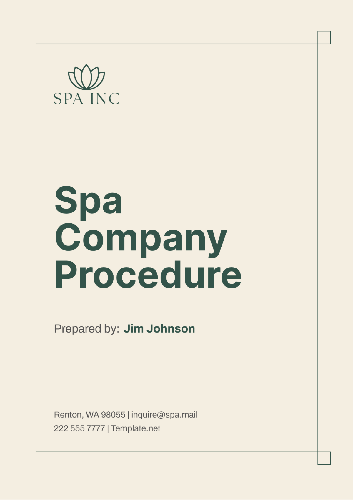 Spa Company Procedure Template - Edit Online & Download