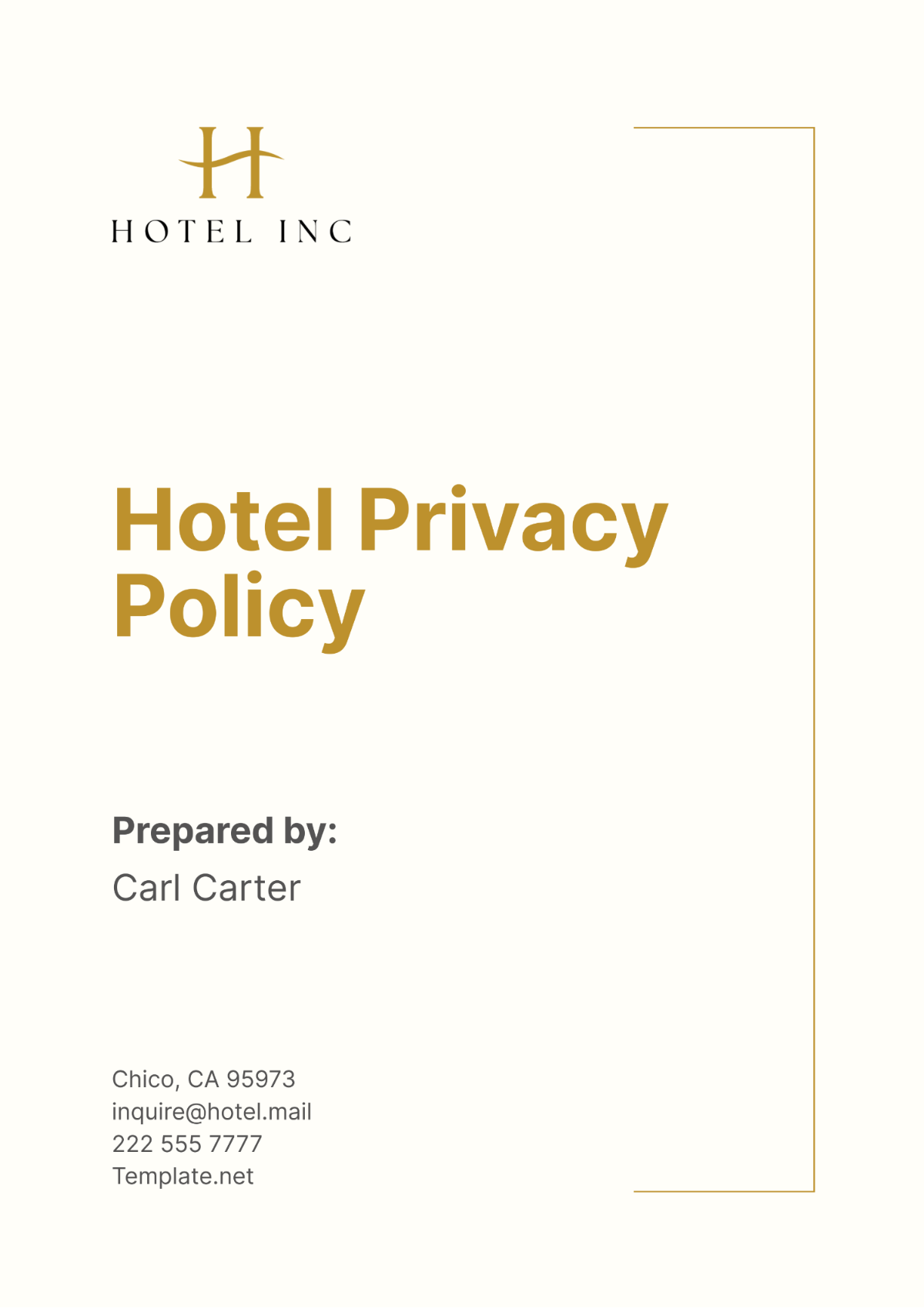 Hotel Privacy Policy Template - Edit Online & Download