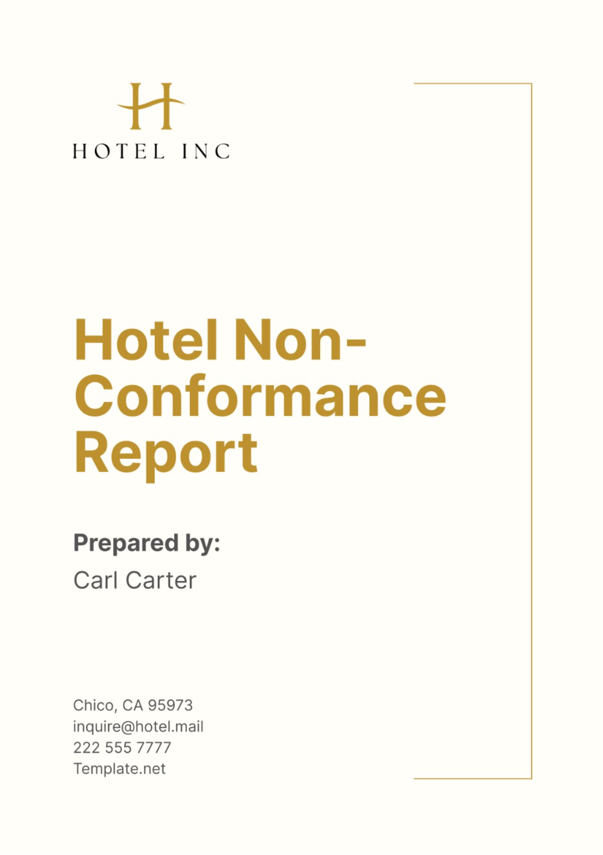 Hotel Non-conformance Report Template - Edit Online & Download