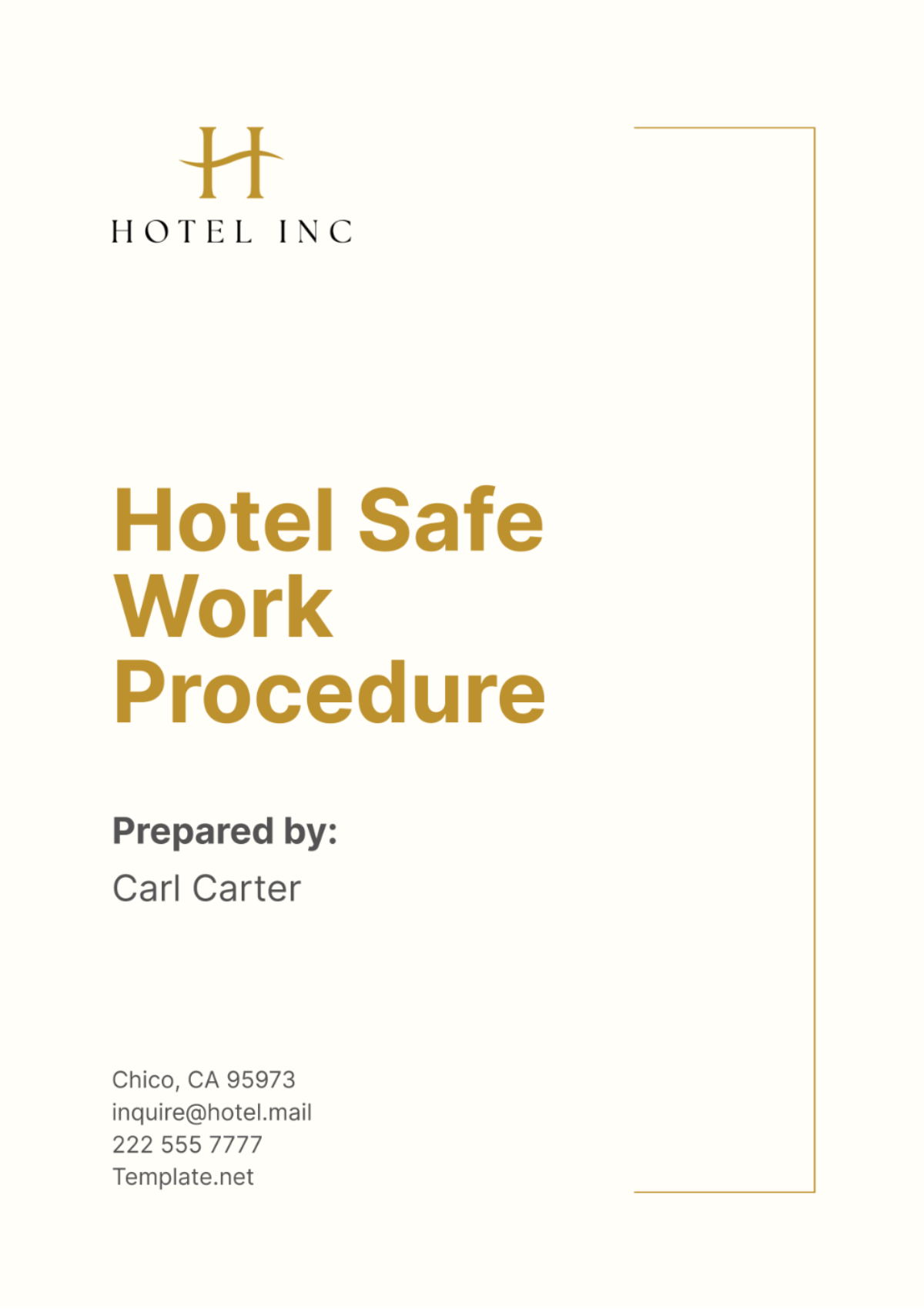 Hotel Safe Work Procedure Template - Edit Online & Download