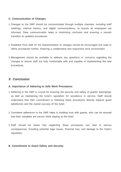Free Hotel Safe Work Procedure Template to Edit Online