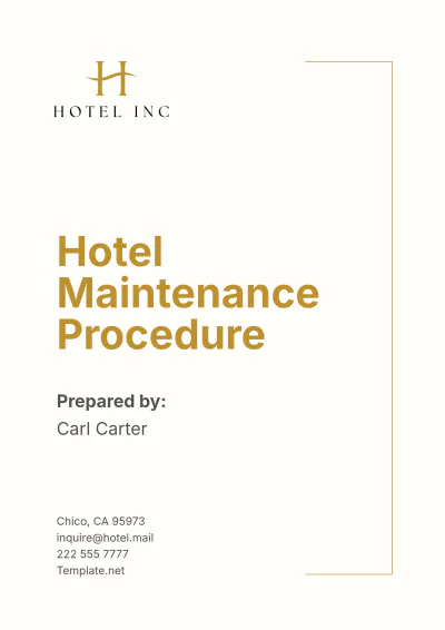 Free Hotel Maintenance Procedure Template to Edit Online