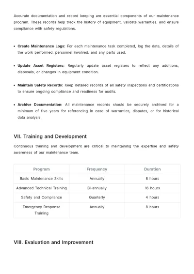 Free Hotel Maintenance Procedure Template to Edit Online