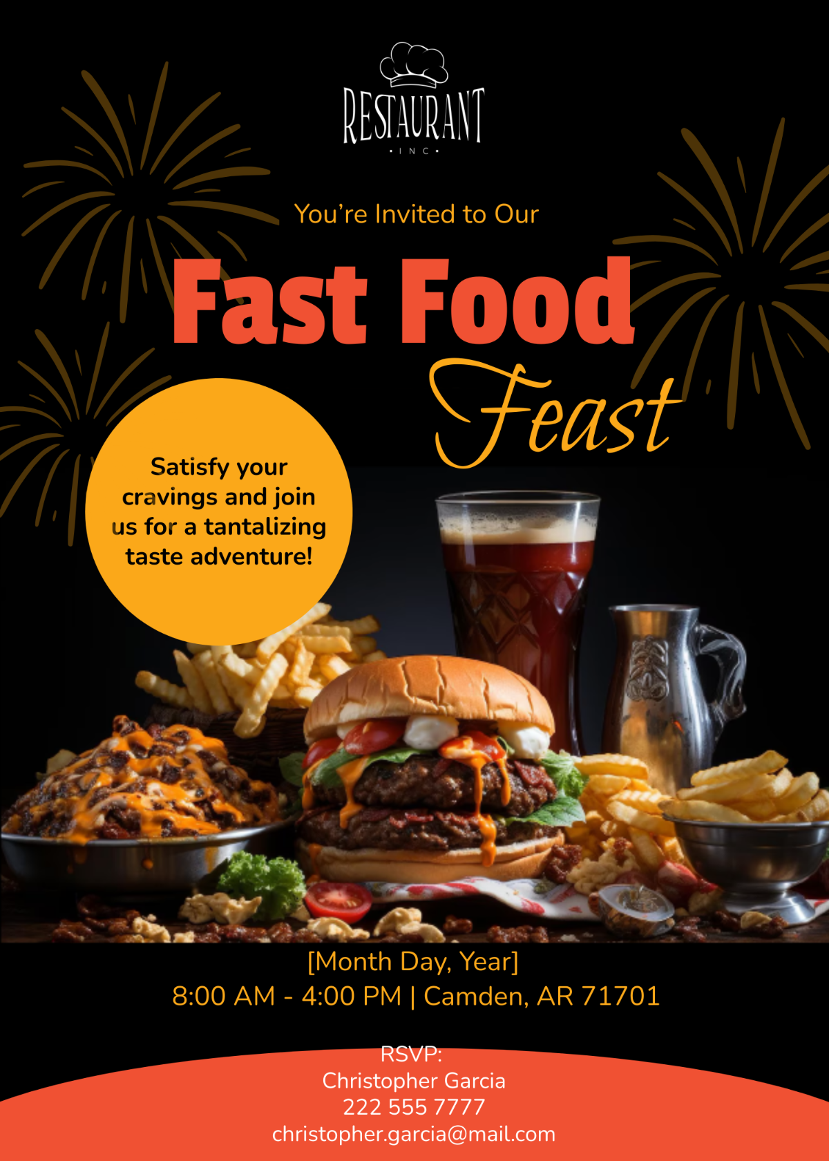 Restaurant Fast Food Invitation Template