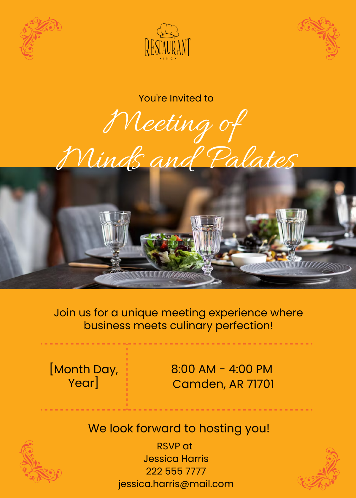 Restaurant Meeting Invitation Template - Edit Online & Download