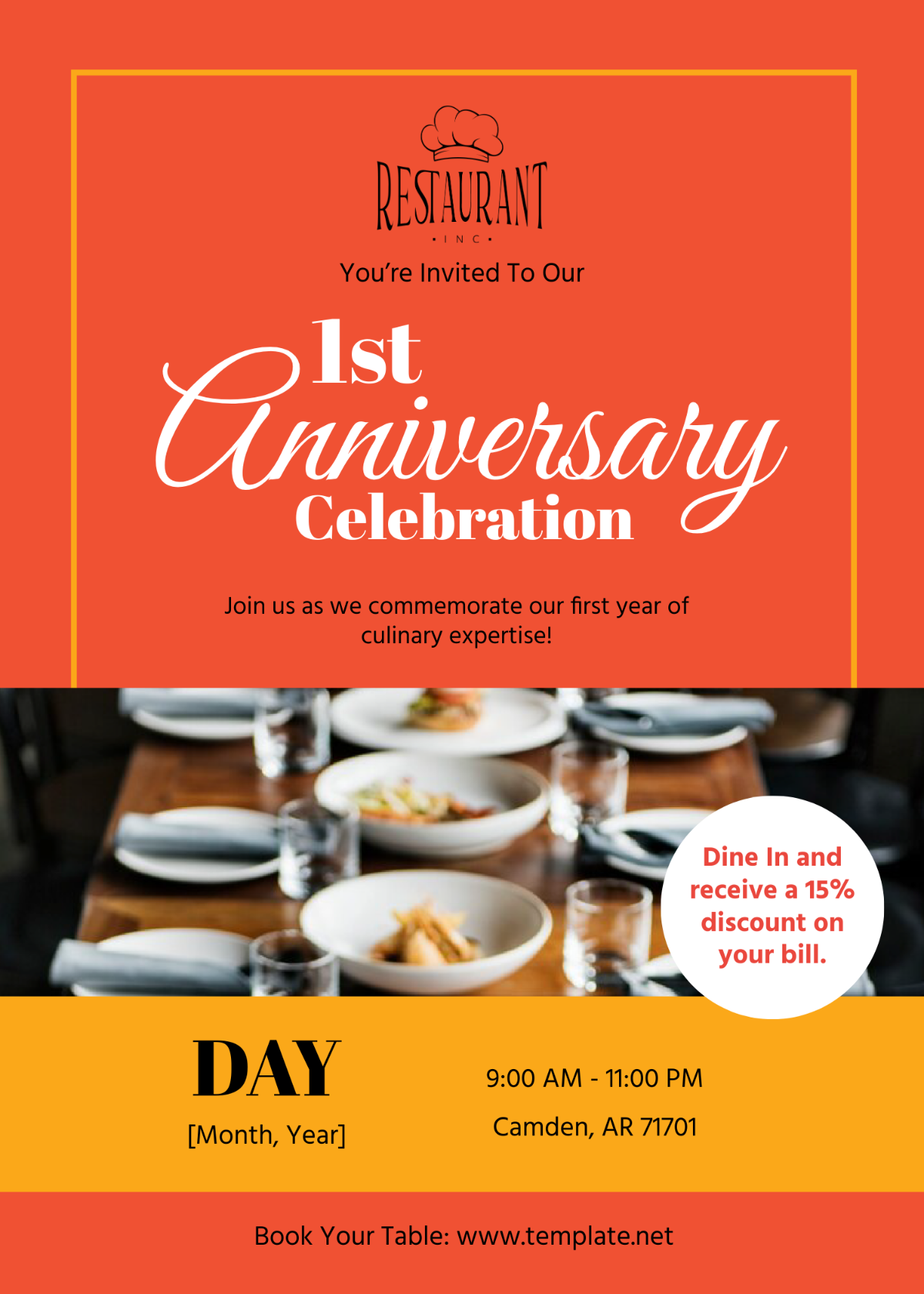 Restaurant Anniversary Celebration Invitation