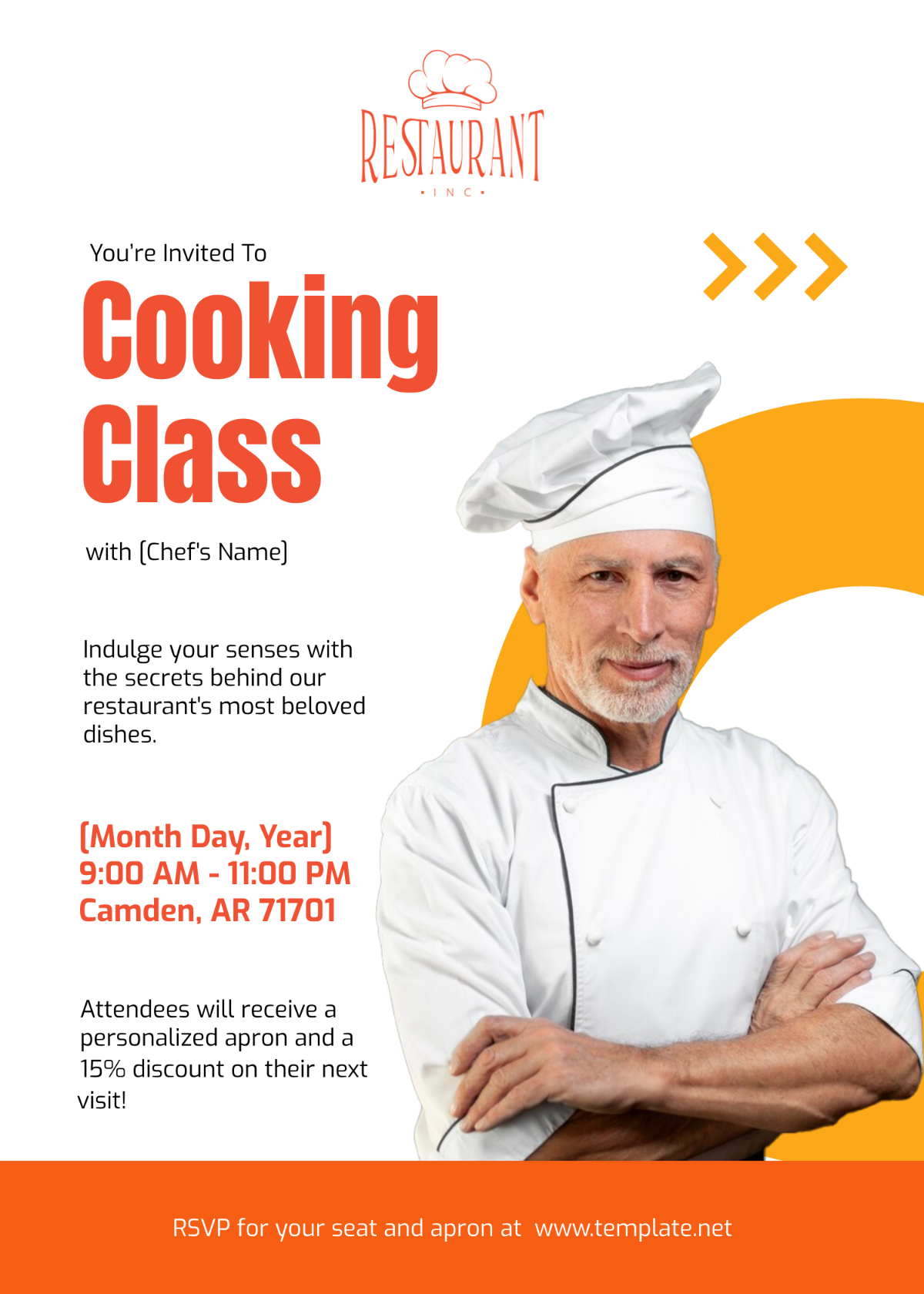 Restaurant Cooking Class Invitation