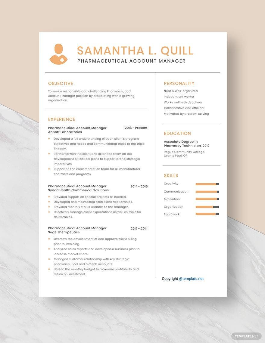 Free Pharmaceutical Account Manager Resume - Download in Word