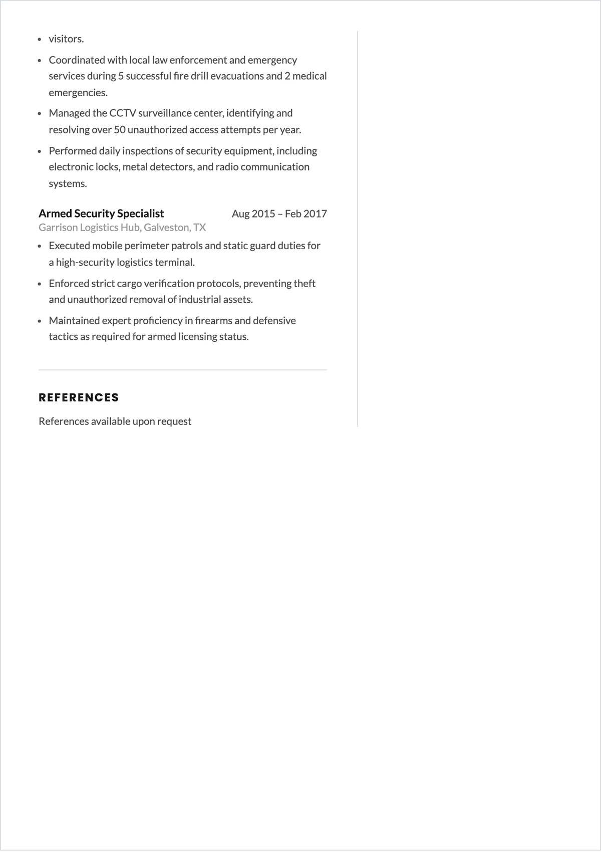 Free Security Guard Supervisor ATS Resume Template, AI Resume Builder