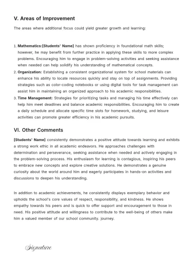 Free Elementary Progress Report Template to Edit Online