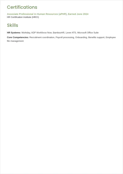 Free Entry Level HR Assistant ATS Resume Template, AI Resume Builder